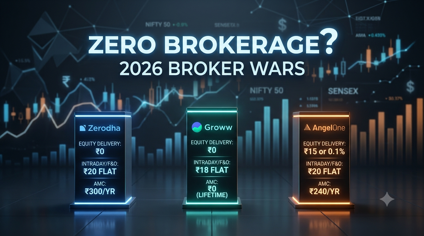 Zerodha vs Groww vs Angel One Charges 2026 - getnewtrends.com